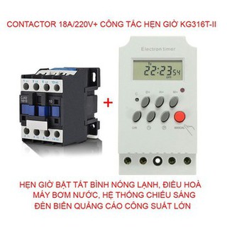 Bộ công tắc hẹn giờ KG316T II và Contactor 18A-220V
