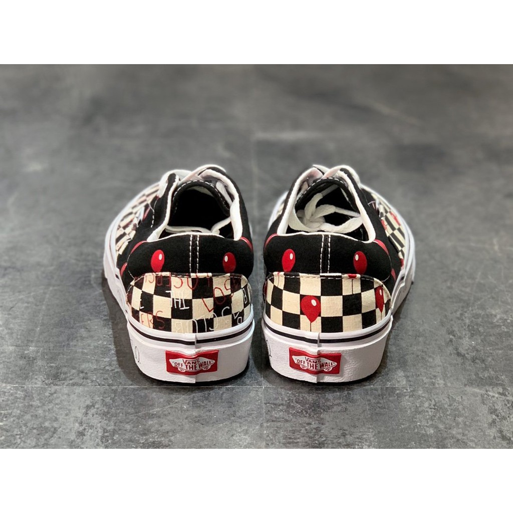 【Giá đặc biệt】Vans Era Lover Limited Edition Giày vải kẻ sọc đen trắng đỏ