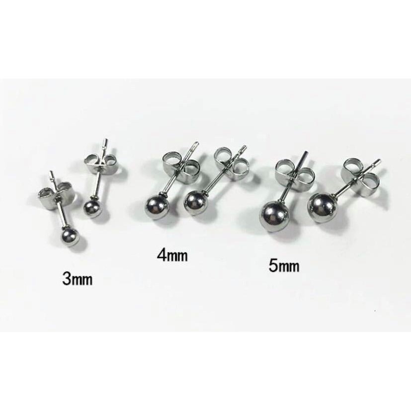 Marbles Earring khuyên tai titan bi tròn không gỉ không đen không dị ứng nam nữ unisex (nút xỏ)