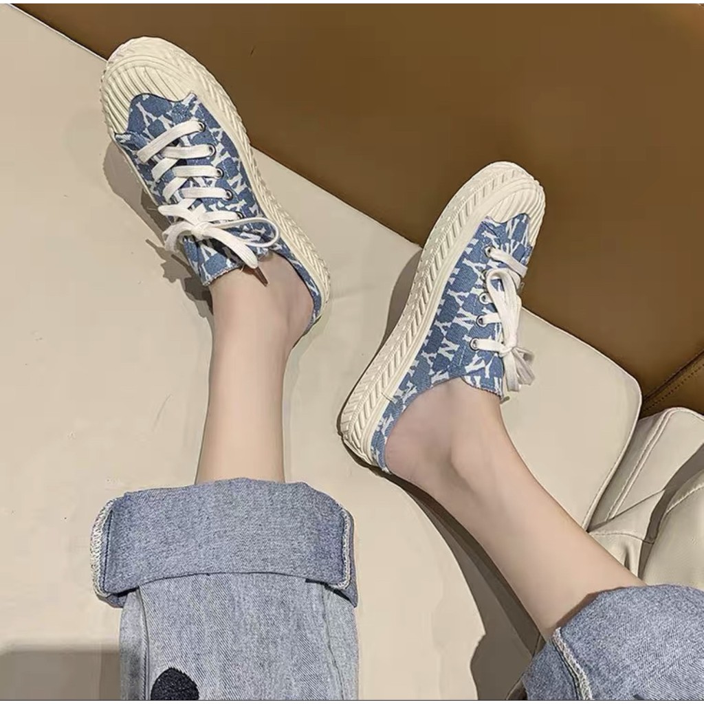 Giày sục nữ MLB ny lười Xanh dương thể thao sneaker Hot trend