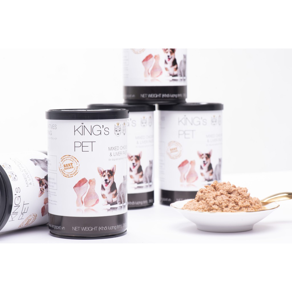 Pate cho chó mèo King’s Pet ⚡CHỈ 1 NGÀY⚡ - Thức ăn cho chó mèo từ 1 tháng tuổi 380g/lon - PET &amp; JOI