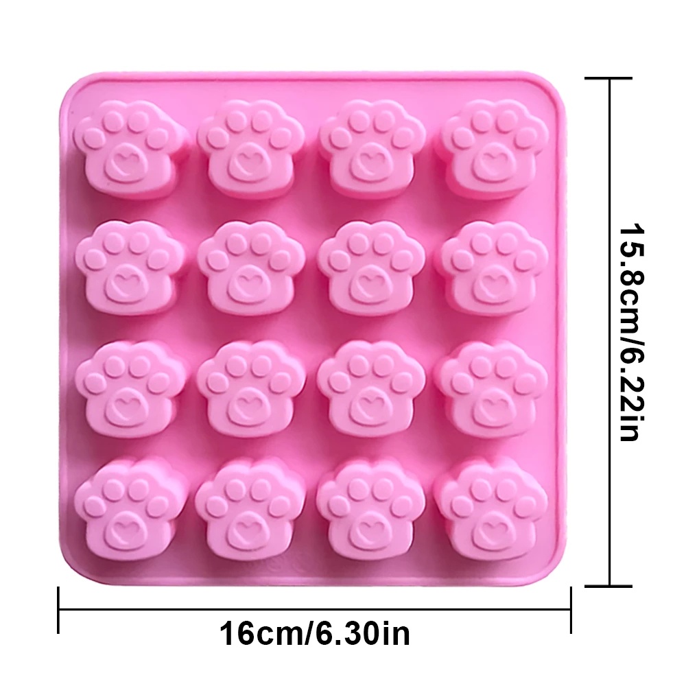 Khuôn Silicone Làm Bánh 16 Ô Hình Dấu Chân Mèo