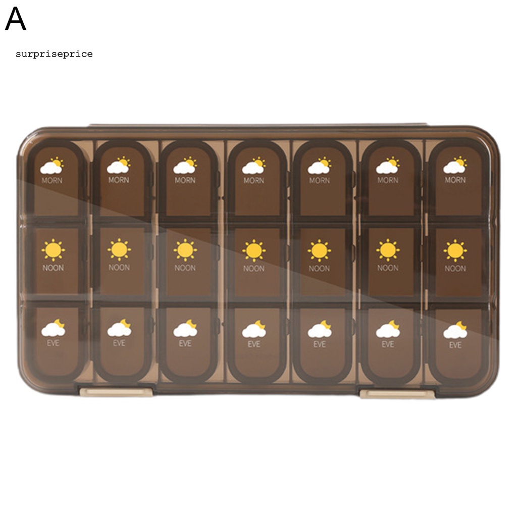 SPA Lidded Pill Holder 7-day Vitamin Pills Organizer Reusable Household Supplies