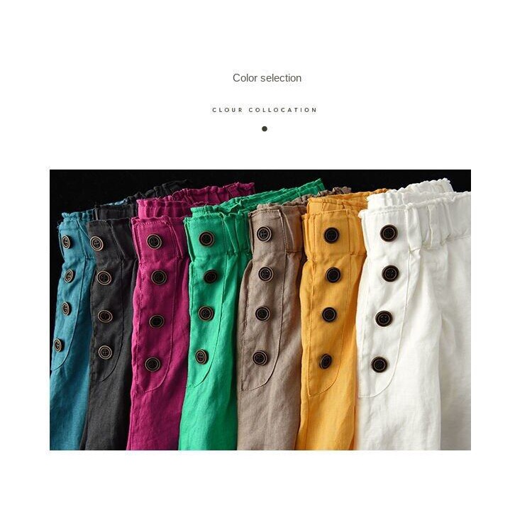 Quần Short cotton linen Trơn Màu Ống Rộng Phong Cách Cổ Điển Mẫu Mới Dễ Phối Đồ Thời Trang Mùa Hè Cho Nữ