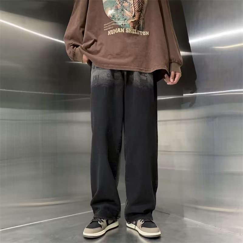 Quần Jean Dài Phối Màu Tương Phản Thoải Mái Phong Cách hip hop Đường Phố Hàn Quốc Cỡ S-3XL Thời Trang Cho Nam