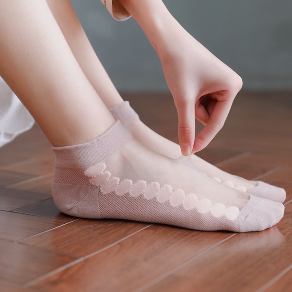 Tất lưới cổ thấp trong suốt họa tiết dễ thương xinh xắn thời trang mùa hè cho nữ