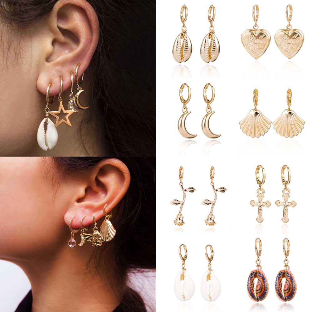 Khuyên tai dáng tròn phối màu độc đáo cho nữ