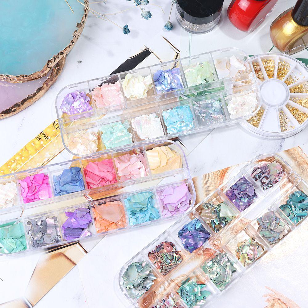 XIANTIN 1 Hộp Kim Tuyến Vỏ Sò Trang Trí Móng Tay