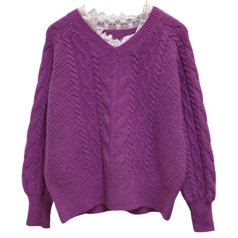 Áo len mix sẵn ren xinh