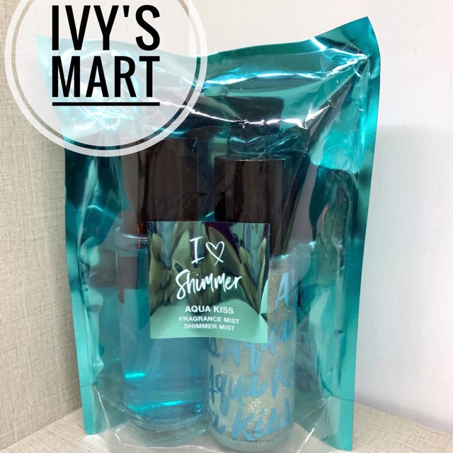 Set 2 Xịt thơm body Victoria's Secret I Love Shimmer Gift Set Aqua Kiss (tách set)
