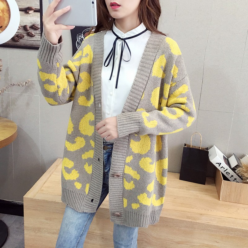 Áo khoác cardigan vải len dệt kim dáng rộng kiểu Hàn Quốc xinh xắn cho nữ