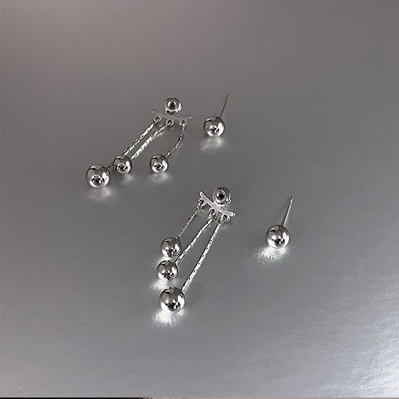 Khuyên Tai Dạng Hạt Thả Màu Bạc Đơn Giản Thời Trang Cho Nữ