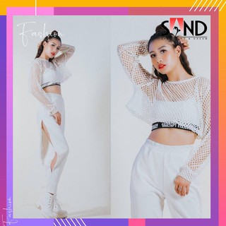 Áo Lưới Croptop Nữ Form Rộng (hình thật)