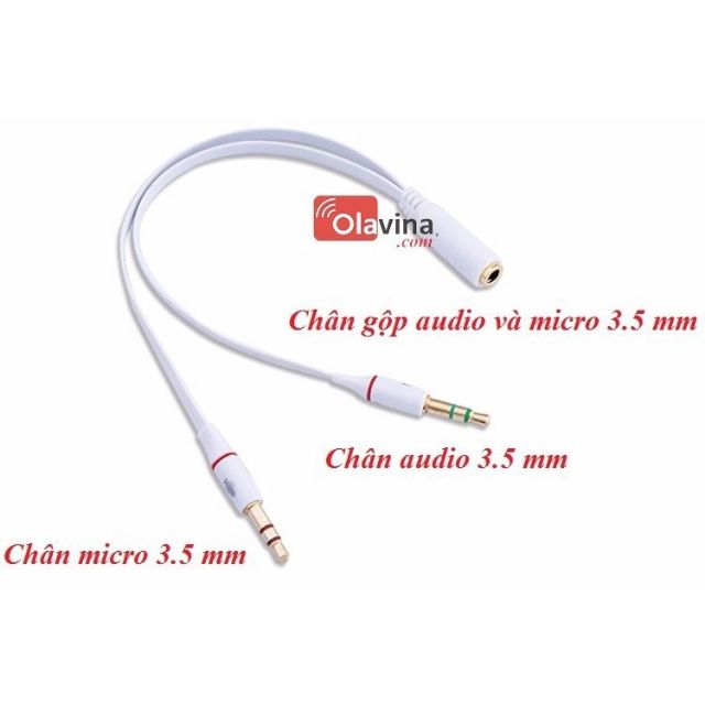 Cáp chia audio và micro Jack 3.5 (kèm quà tặng)