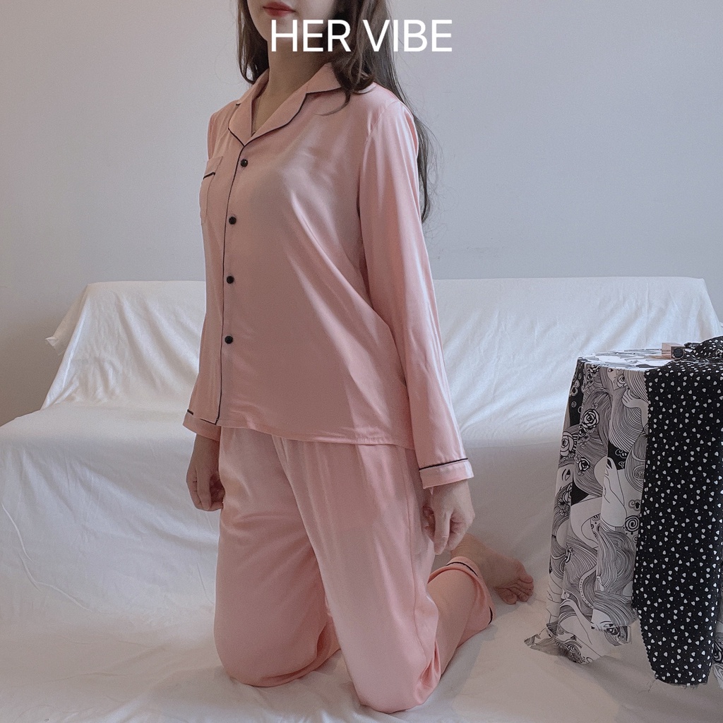 Bộ đồ nữ lụa pijama thu dáng dài quần áo ngủ ullazang xinh bộ ngủ pyjama màu trơn lụa quần dài tay dài nhiều màu | BigBuy360 - bigbuy360.vn