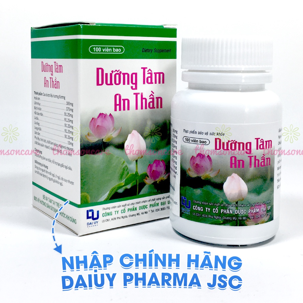 Dưỡng tâm an thần hộp 100v - giúp ăn ngủ ngon thành phầm từ thảo dược hoài sơn, liên nhục Đ.Y