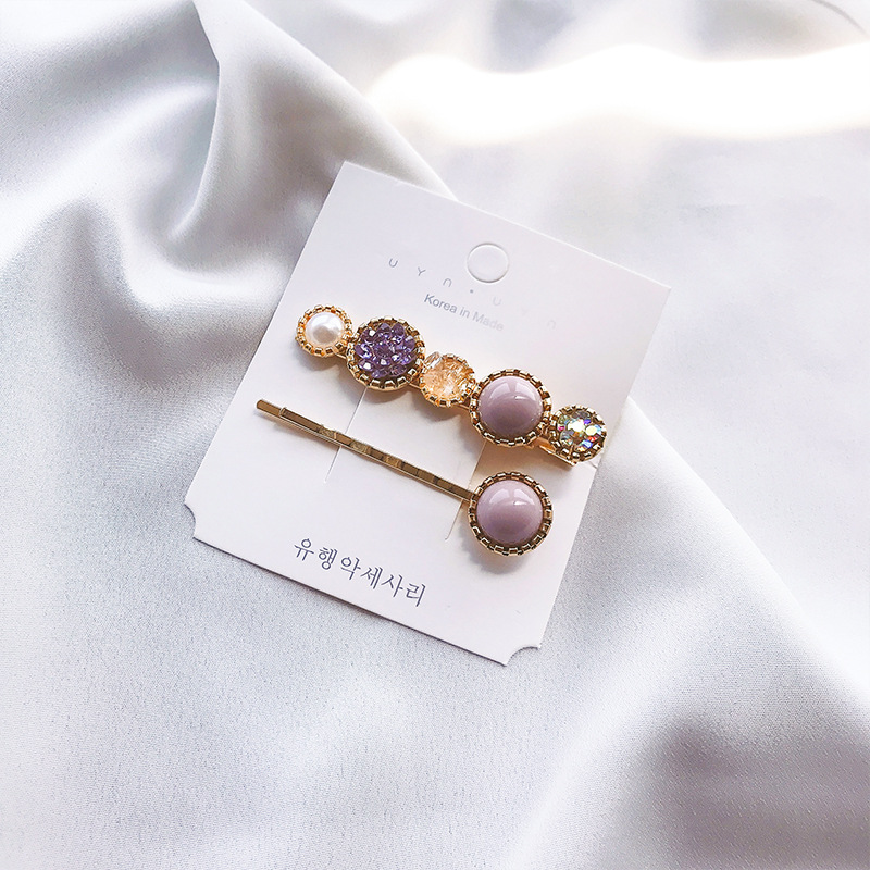 Kẹp Tóc Đính Đá Ngọc Trai Kiểu Dáng Đơn Giản Sang Trọng Phong Cách Hàn Quốc Cho Nữ