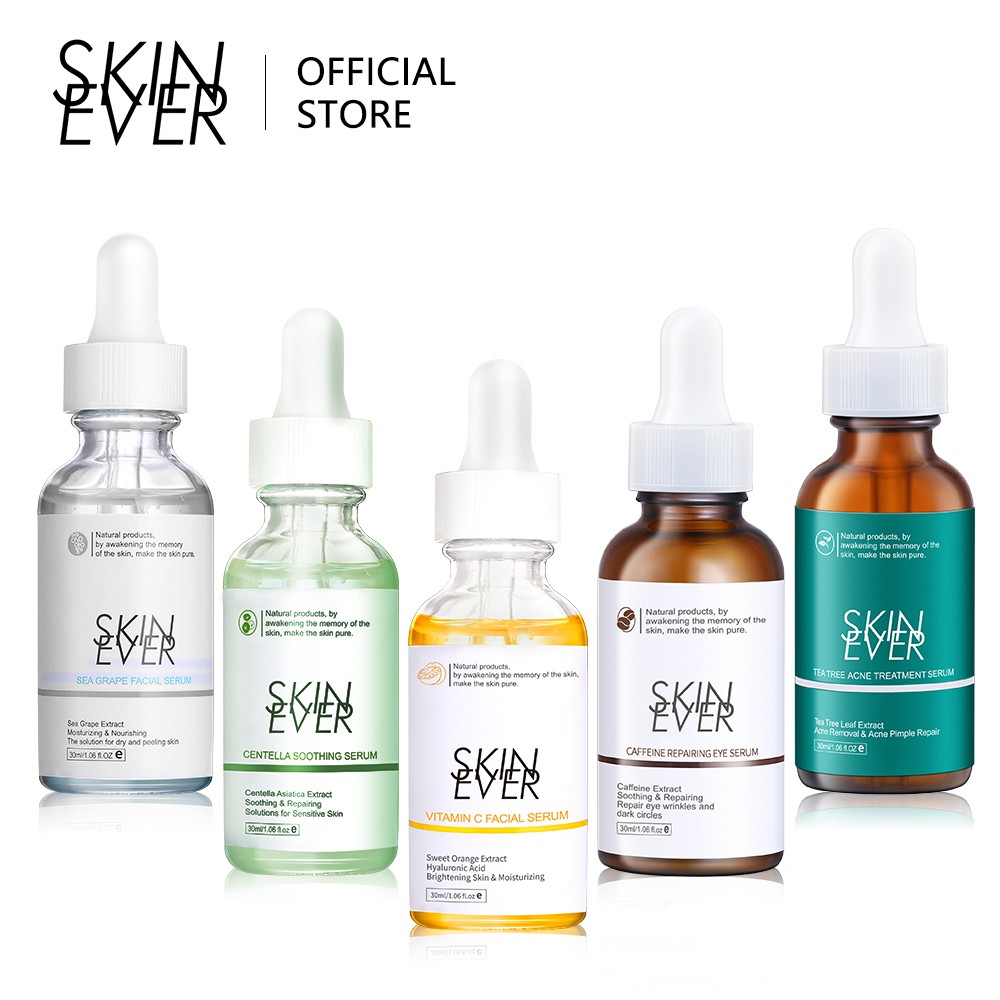 Serum SKIN EVER chiết xuất cây trà/ nho biển giữ ẩm/ rau má/ cà phê loại bỏ quầng thâm 30ml