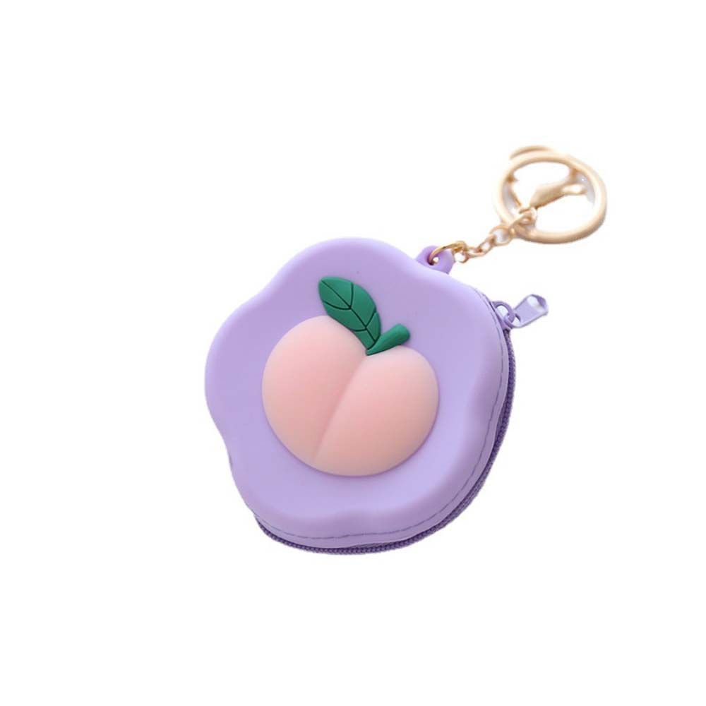 Túi đựng tiền xu/tai nghe mini bằng silicon họa tiết hoạt hình có khóa kéo tiện dụng cho nữ