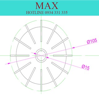 CÁNH QUẠT LÀM MÁT ĐỘNG CƠ BƠM NƯỚC TRỤC 15 mm