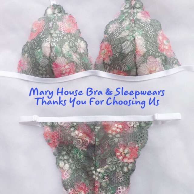 Bộ Đồ Lót Ren Mút Ngực Quần Tam Giác Nude Mary House