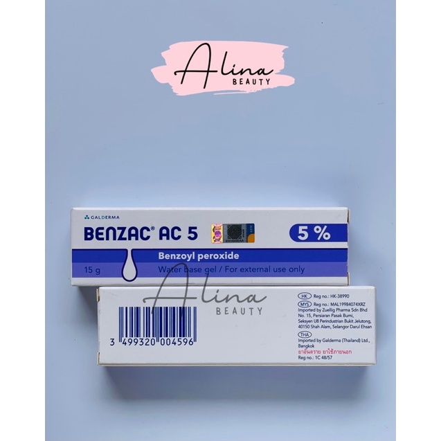Benzac AC 5% - Kem chấm mụn, giảm mụn Benzac Benzoyl Peroxide 5% Thái Lan 15g