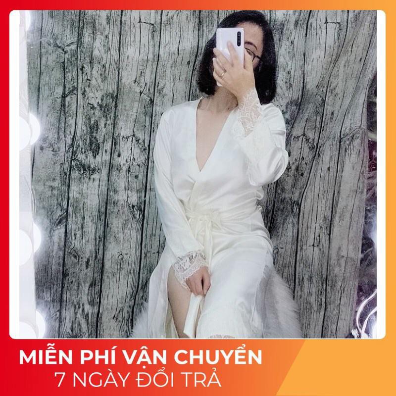 Áo Choàng Ngủ, Áo Choàng Lụa Phối Ren Mi Cao Cấp Dưới 65Kg | BigBuy360 - bigbuy360.vn