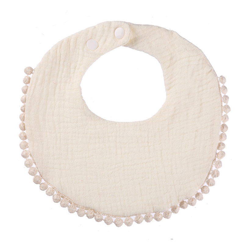Yếm Ăn Cotton Nhăn In Họa Tiết Xinh Xắn Có Khóa Bấm Dành Cho Bé Gái