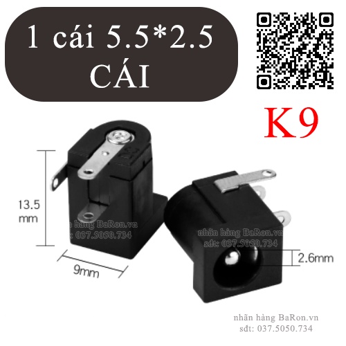Jack cắm nguồn DC 5.5x2.1 /5.5x2.5 jack đực cái các loại