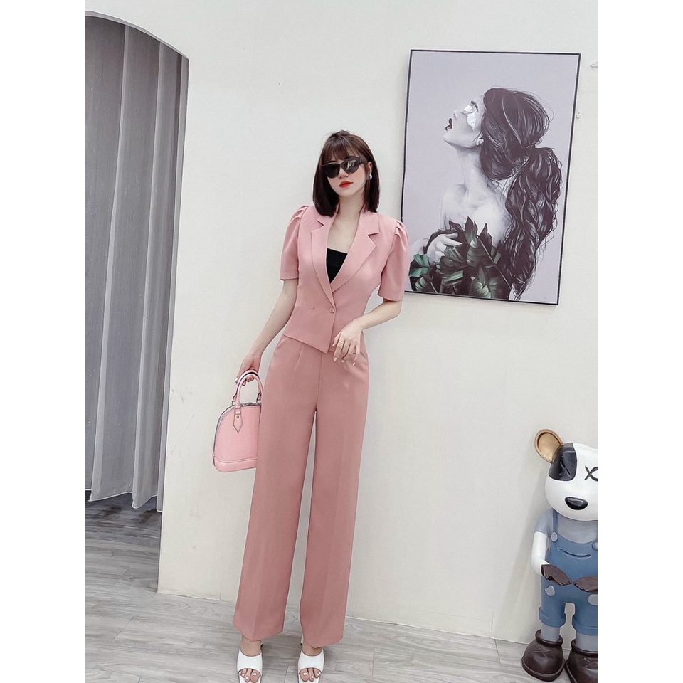 Set Đồ Nữ Thiết Kế Áo Vest Kiểu Quần Ống Rộng Chất Tuyết Mưa Lót Cotton Mẫu Mã Thời Trang Mới Cao Cấp DXS