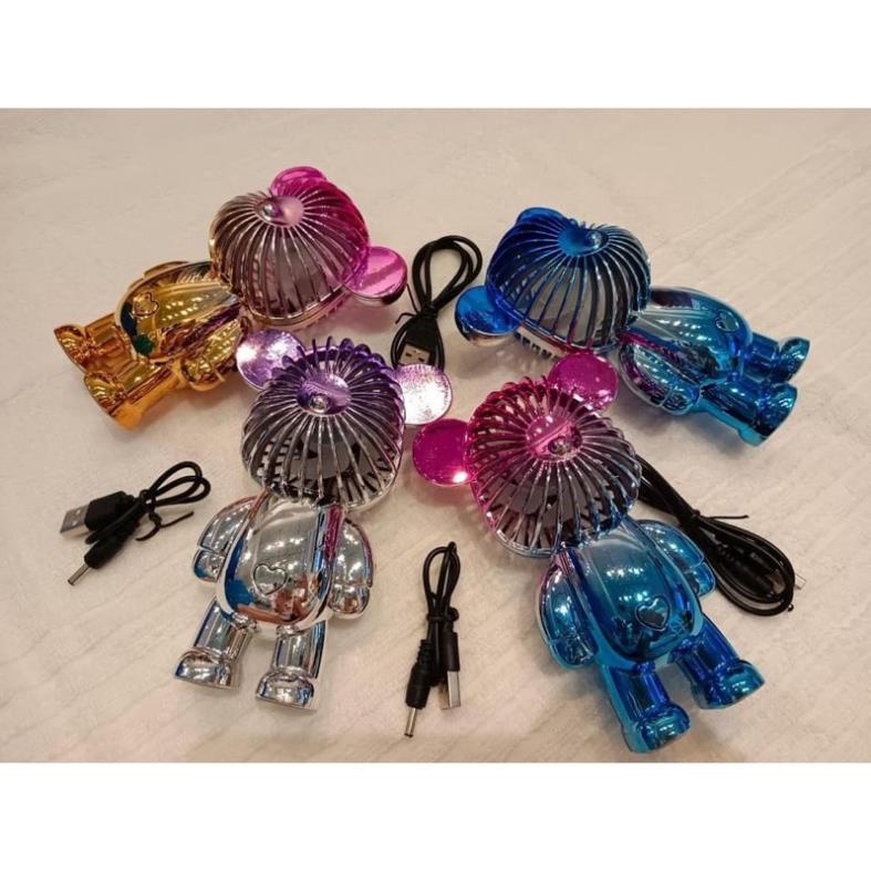 [FREESHIP] Quạt Mini Tích Điện Cầm Tay Hình Gấu Bearbrick Dễ Thương Sạc Usb