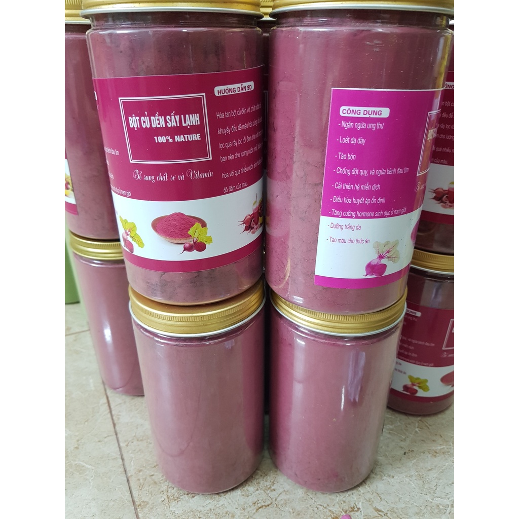 Bột củ dền đỏ sấy lạnh nguyên chất (hộp 500g), ổn định huyết áp, táo bón, tim mạch