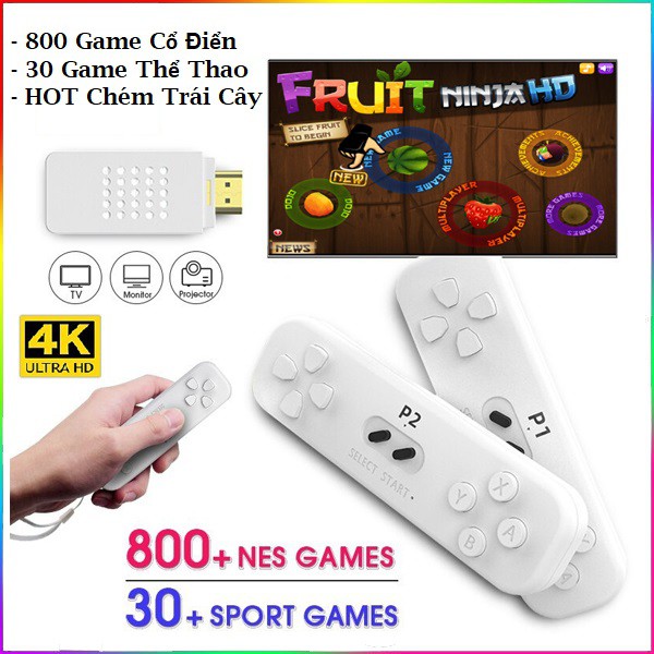 ⚡️Máy Chơi Game Stick 4K Không Dây Thể Thao⚡️ 830 Game 4K, Trò chơi sport + trò chơi cổ điển + chém hoa quả + chạy bộ