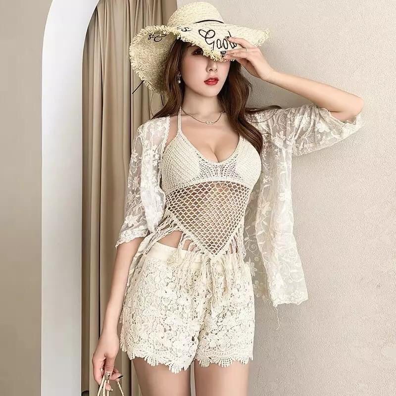 Bikini, Đồ Bơi Đi Biển Nữ 2 Mảnh Len Móc Kèm Áo Choàng  |Bikini Official 2022