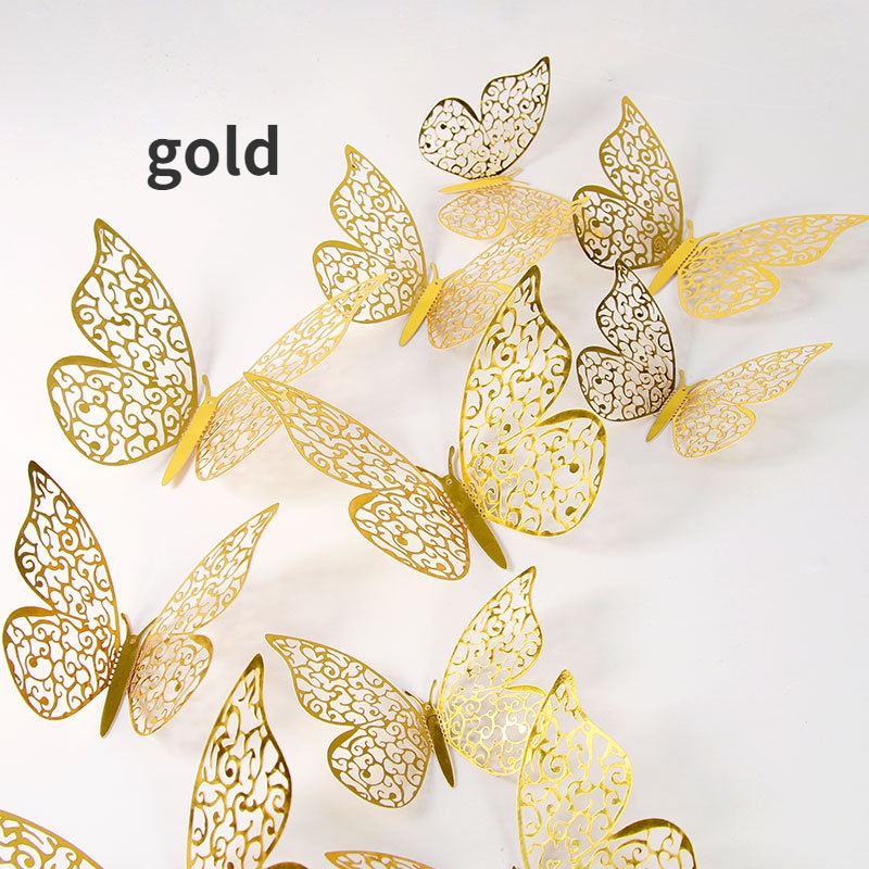 Set 12 Que Trang Trí Bánh Kem Hình Bướm 3D Độc Đáo