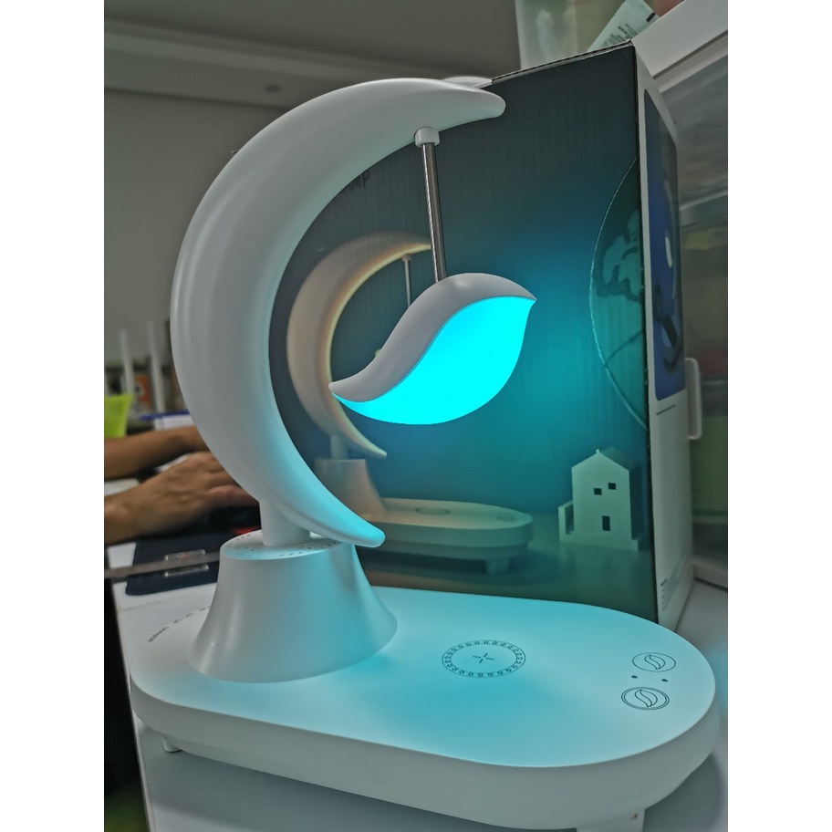 Đèn ngủ đa năng pin sạc kết hợp loa bluetooth và sạc không dây cho điện thoại DL01 hàng sẵn