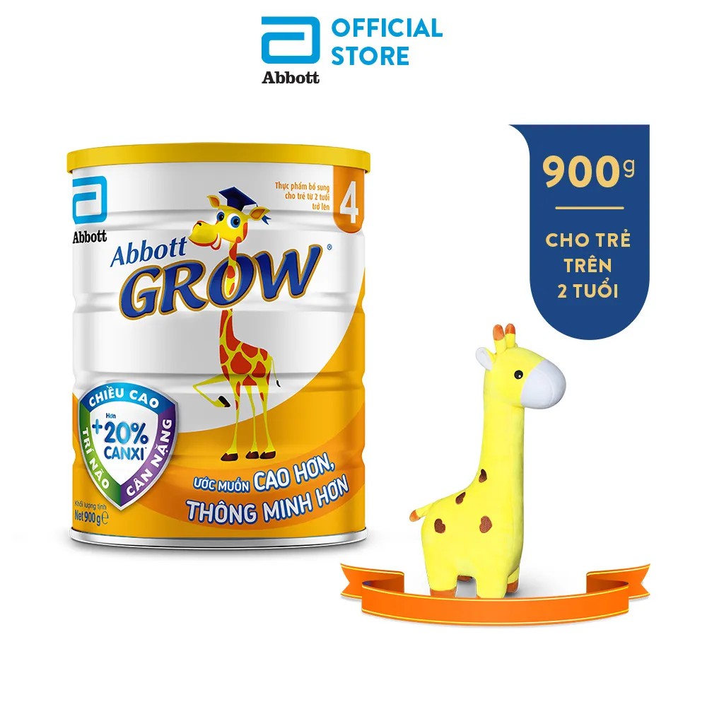 [Mã FMCGHOT -10% đơn 400K] [Tặng hươu bông] Sữa bột Abbott Grow 4 900g