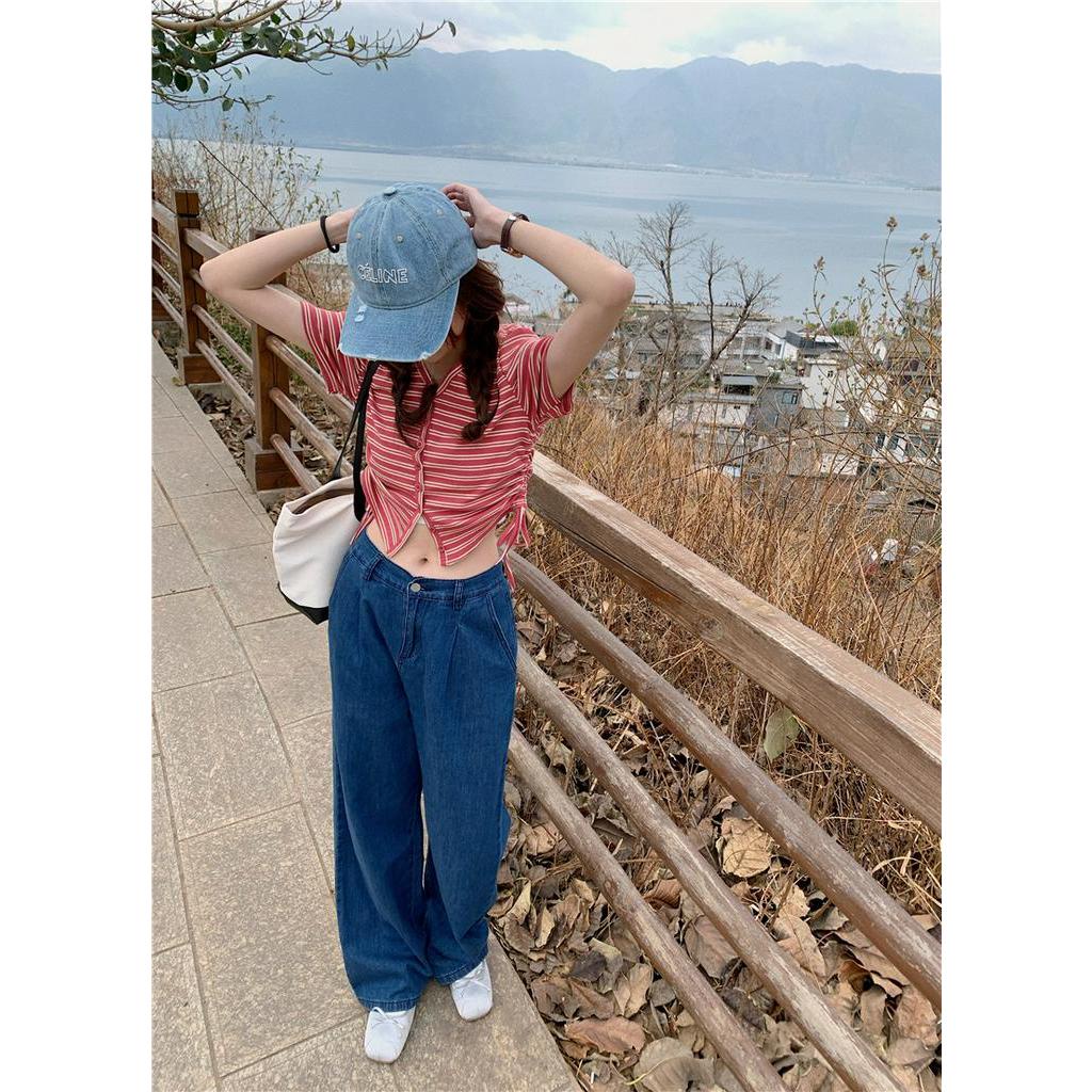 Áo Thun Ngắn Tay Cổ Chữ V Sọc Ngang Phong Cách Mới Dành Cho Mùa Hè 62790