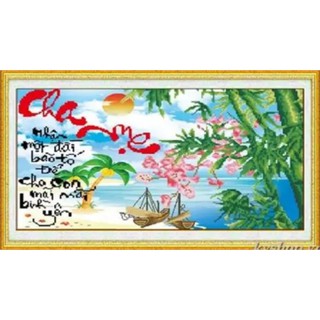 Tranh Đính Đá ABC 3D Cha Mẹ Nhận 1 Đời Bão Tố Để Cho Con Mãi Mãi Bình Yên HA125AB (KHÁCH TỰ ĐÍNH) KT:62X43CM