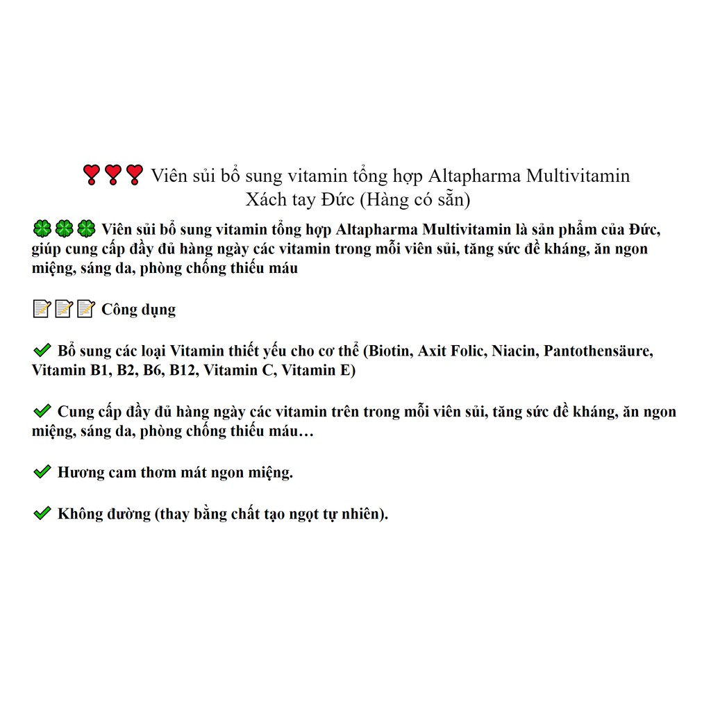 Viên sủi bổ sung vitamin tổng hợp Altapharma Multivitamin - 20 viên