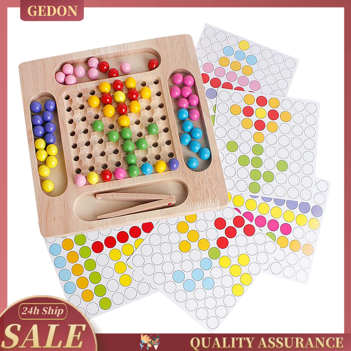 Wooden Puzzle Counting Sorting Stacking Art Clip Beads Game Early Educational Hand-Eye Coordination Brain Training Solution