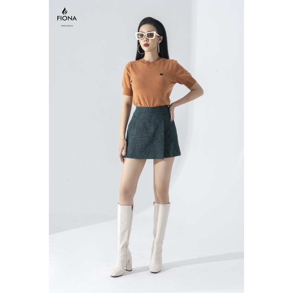Áo Len Cổ Tròn Nữ FIONA, Áo Cộc Tay Thời Trang Trẻ Trung Mã F850732