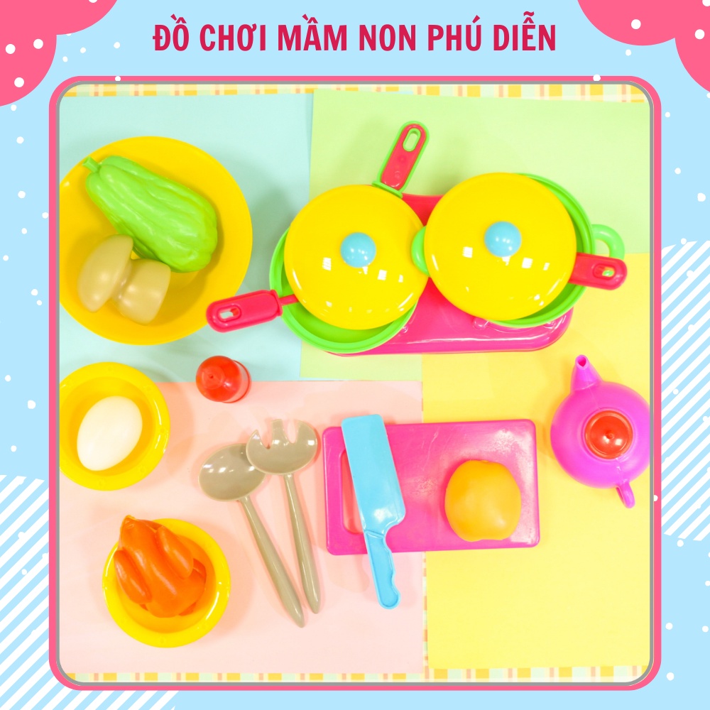 Bộ Đồ Chơi Nấu Ăn Cao Cấp Nhiều Màu Sắc Cho Bé Nhận Biết Các Đồ Vật, Rèn Luyện Sự Khéo Léo Và Tỉ Mỉ