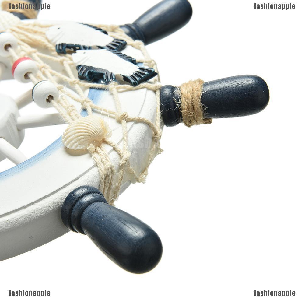 Lưới Đánh Lái Thuyền Bằng Gỗ Màu Xanh Dương Trắng 1X 9 inch Trang Trí Tường