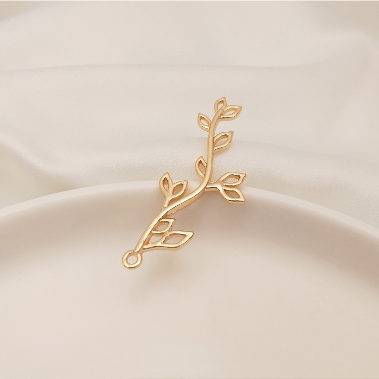 Mặt Dây Chuyền / Kẹp Tóc Hình Lá Bằng Đồng Mạ Vàng 14K Nhiều Màu Sắc diy