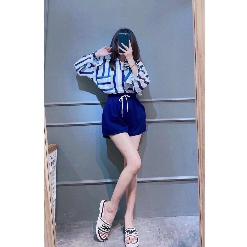 [SET SƠ MI ] Set Trang Phục Nữ, Set Đồ Cá Tính Áo Sơ Mi Kẻ Phối Quần Ngắn | BigBuy360 - bigbuy360.vn