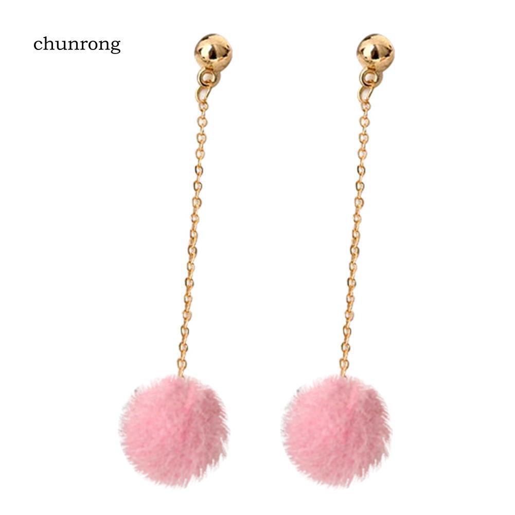 Bông Tai Gắn Bóng Lông Mềm Mại Dễ Thương Cho Nữ