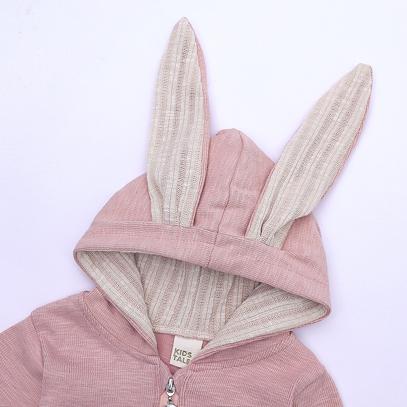 NNJXD Bộ áo liền quần tay dài phong cách thu đông thiết kế tai thỏ đáng yêu cho trẻ sơ sinh