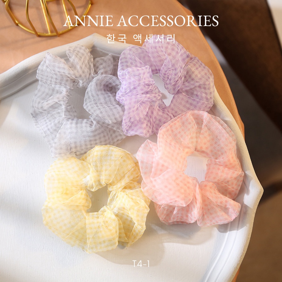 Buộc tóc Cột Tóc Vải Scrunchies caro nhiều màu ANNIE - T4-1