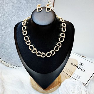 Set chocker & bông tai cd đính ngọc